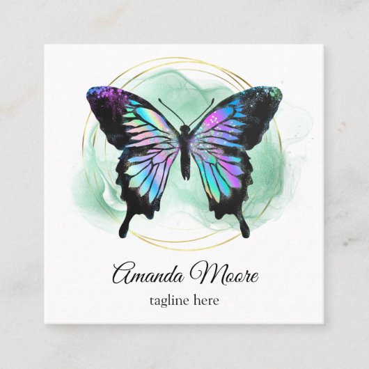 ブルーバタフライライフコーチセラピストホログラフsqua スクエア名刺 (正面)
