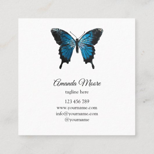 ブルーバタフライライフコーチセラピストホログラフsqua スクエア名刺 (裏面)