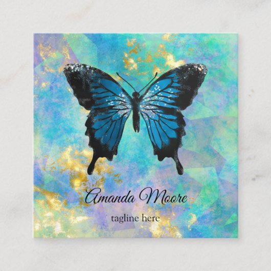 ブルーバタフライライフコーチセラピストホログラフsqua スクエア名刺 (正面)