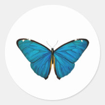 ブルーバタフライラウンドカスタムステッカー