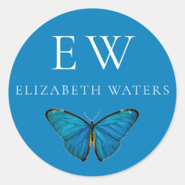 ブルーバタフライラウンド名前をカスタムするシール ラウンドシール