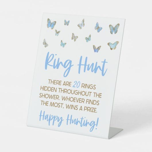 ブルーバタフライリングや輪狩りブライダルシャワーゲームペデスト 台座サイン (正面)