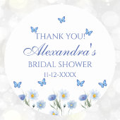 ブルーバタフライワイルドフラワーブライダルシャワーありがとう ラウンドシール