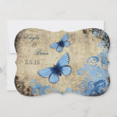 ブルーバタフライヴィンテージウェディング招待状 招待状 (裏面)
