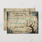 ブルーバタフライヴィンテージ日付カードの保存 セーブザデート (正面/裏面)