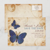 ブルーバタフライヴィンテージ　セーブ・ザ・デート 案内ポストカード (正面/裏面)