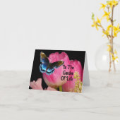 ブルーバタフライー母の日のグリーティングカード カード (黄色い花)