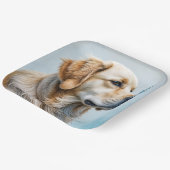 ブルーバタフライ付きゴールデンレトリバー ペーパープレート (傾斜あり)