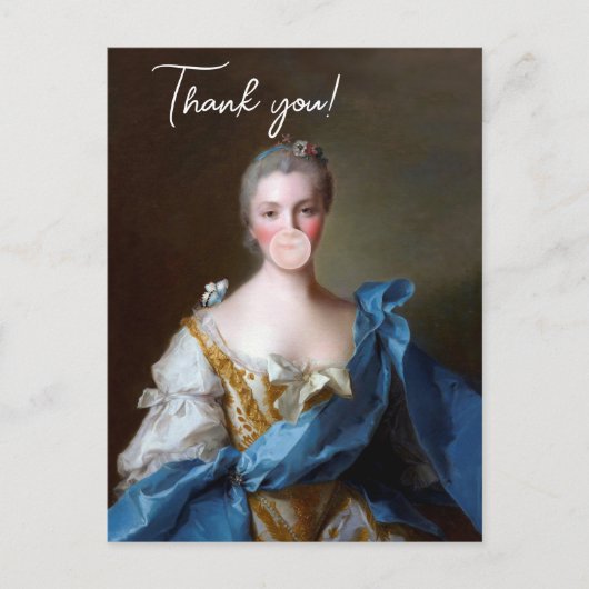 ブルーバタフライ付きバブルガムディーバサンキューカード ポストカード (正面)