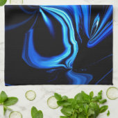 ブルーバタフライ抽象芸術 キッチンタオル (折り畳み)