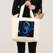 ブルーバタフライ抽象芸術 ラージトートバッグ (正面(商品))