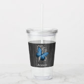 ブルーバタフライ素朴アクリパーソナライズされたルタンブラー アクリルタンブラー (正面)