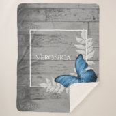 ブルーバタフライ素朴シェラパーソナライズされたパブランケット シェルパブランケット (正面)