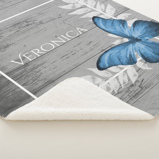 ブルーバタフライ素朴シェラパーソナライズされたパブランケット シェルパブランケット (3/4)