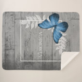 ブルーバタフライ素朴シェラパーソナライズされたパブランケット シェルパブランケット (正面(横))