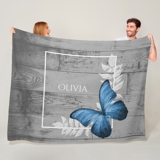 ブルーバタフライ素朴パーソナライズされたフリースブランケット フリースブランケット (インサイチュ)