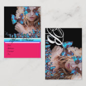 ブルーバタフライ美しいサロン、メイクアップアーティストモノグラム 名刺 (正面/裏面)