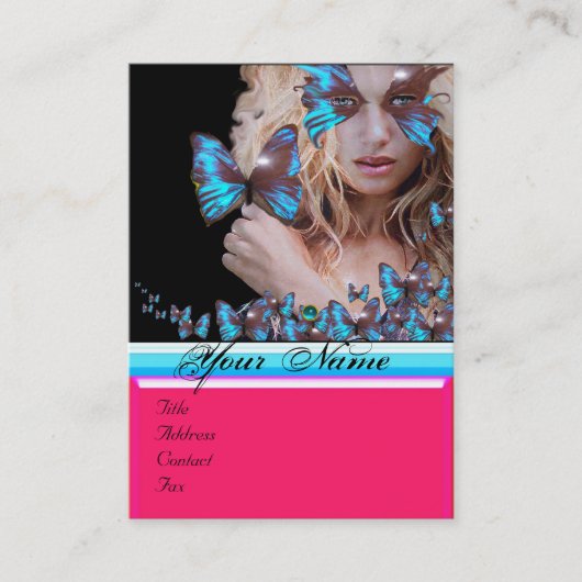 ブルーバタフライ美しいサロン、メイクアップアーティストモノグラム 名刺 (正面)