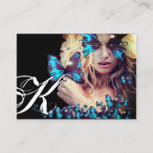 ブルーバタフライ美しいサロン、メイクアップアーティストモノグラム 名刺 (裏面)