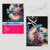 ブルーバタフライ美しいサロン、メイクアップアーティストモノグラム 名刺 (正面/裏面)