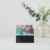 ブルーバタフライ美しいメイクアップアーティストモノグラムグリーン スクエア名刺 (スタンド正面)