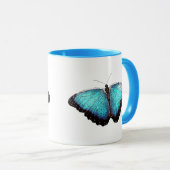 ブルーバタフライ自然アート素晴らしフォトイラストレーション マグカップ (正面右)