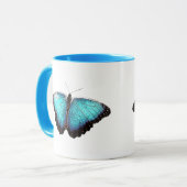 ブルーバタフライ自然アート素晴らしフォトイラストレーション マグカップ (正面左)