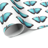ブルーバタフライ自然アート素晴らしフォトイラストレーション ラッピングペーパー (ロールコーナー)