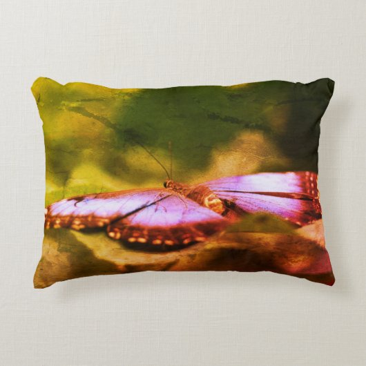 ブルーバタフライ自然抽象芸術 グランジ アクセントクッション (正面)