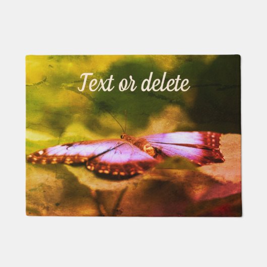 ブルーバタフライ自然抽象芸術 パーソナライズされた ドアマット (正面)