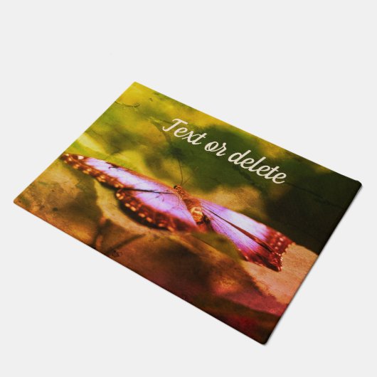 ブルーバタフライ自然抽象芸術 パーソナライズされた ドアマット (アングル)