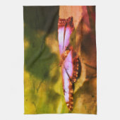 ブルーバタフライ自然抽象芸術 動揺して キッチンタオル (縦)