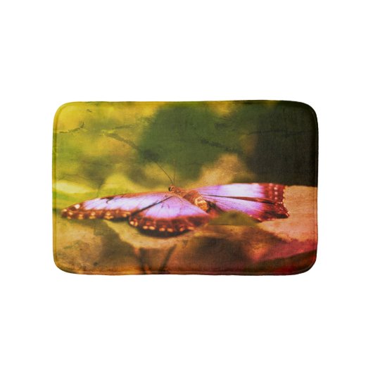 ブルーバタフライ自然抽象芸術 動揺して バスマット (正面)