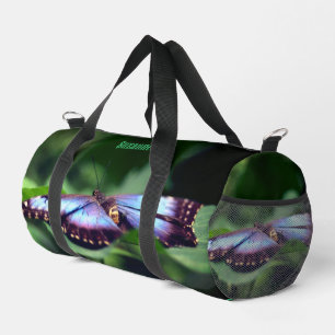 ブルーバタフライ自然 パーソナライズされた ダッフルバッグ