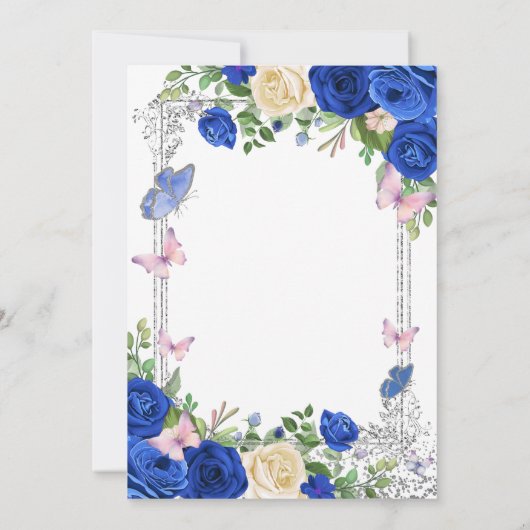 ブルーバタフライ薄紫ガーデンパーティー80th誕生日 招待状 (裏面)