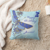 ブルーバタフライ装飾用クッション クッション (ブランケット)