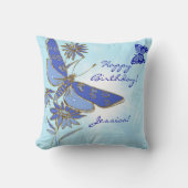 ブルーバタフライ装飾用クッション クッション (正面)