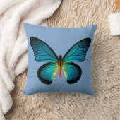 ブルーバタフライ装飾用クッション クッション (ブランケット)