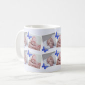 ブルーバタフライ1年目のベビー写真コラージュ コーヒーマグカップ (正面左)