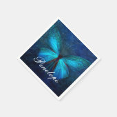 ブルーバタフライ・オブ・ジョイ&ラック スタンダードカクテルナプキン (角)