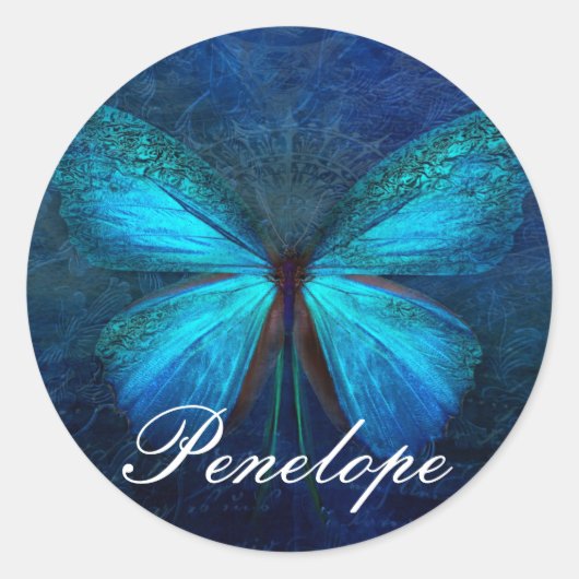 ブルーバタフライ・オブ・ジョイ&ラック ラウンドシール (正面)