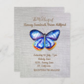 ブルーバタフライ·カン結婚バス·カード 招待状 (正面/裏面)