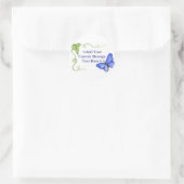 ブルーバタフライ&グリーンつる植物ラベルシール ラウンドシール (バッグ)