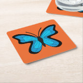 ブルーバタフライ スクエアペーパーコースター (アングル)