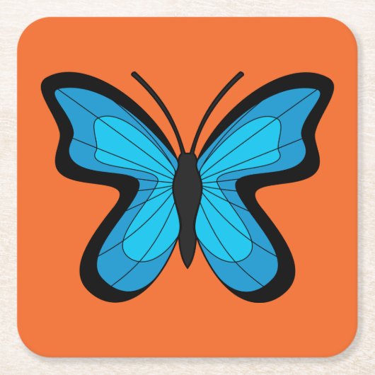 ブルーバタフライ スクエアペーパーコースター (正面)