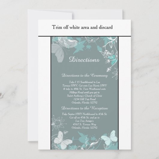 ブルーバタフライ スプリング 3.5x6 方向カード 招待状 (正面)