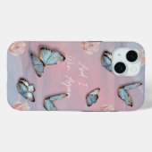 ブルーバタフライ、ピンクローズやる気を起こさせるの電話ケース Case-Mate iPhoneケース (裏面 (横))