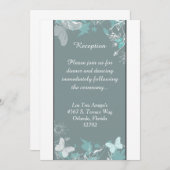 ブルーバタフライ フラワースプリング 3.5x7 受付カード 招待状 (正面/裏面)