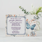 ブルーバタフライ&リーフスワルズブライダルシャワー招待状 招待状 (スタンド正面)