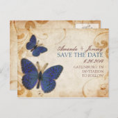 ブルーバタフライ ヴィンテージ セーブ・ザ・デート 案内ポストカード (正面/裏面)